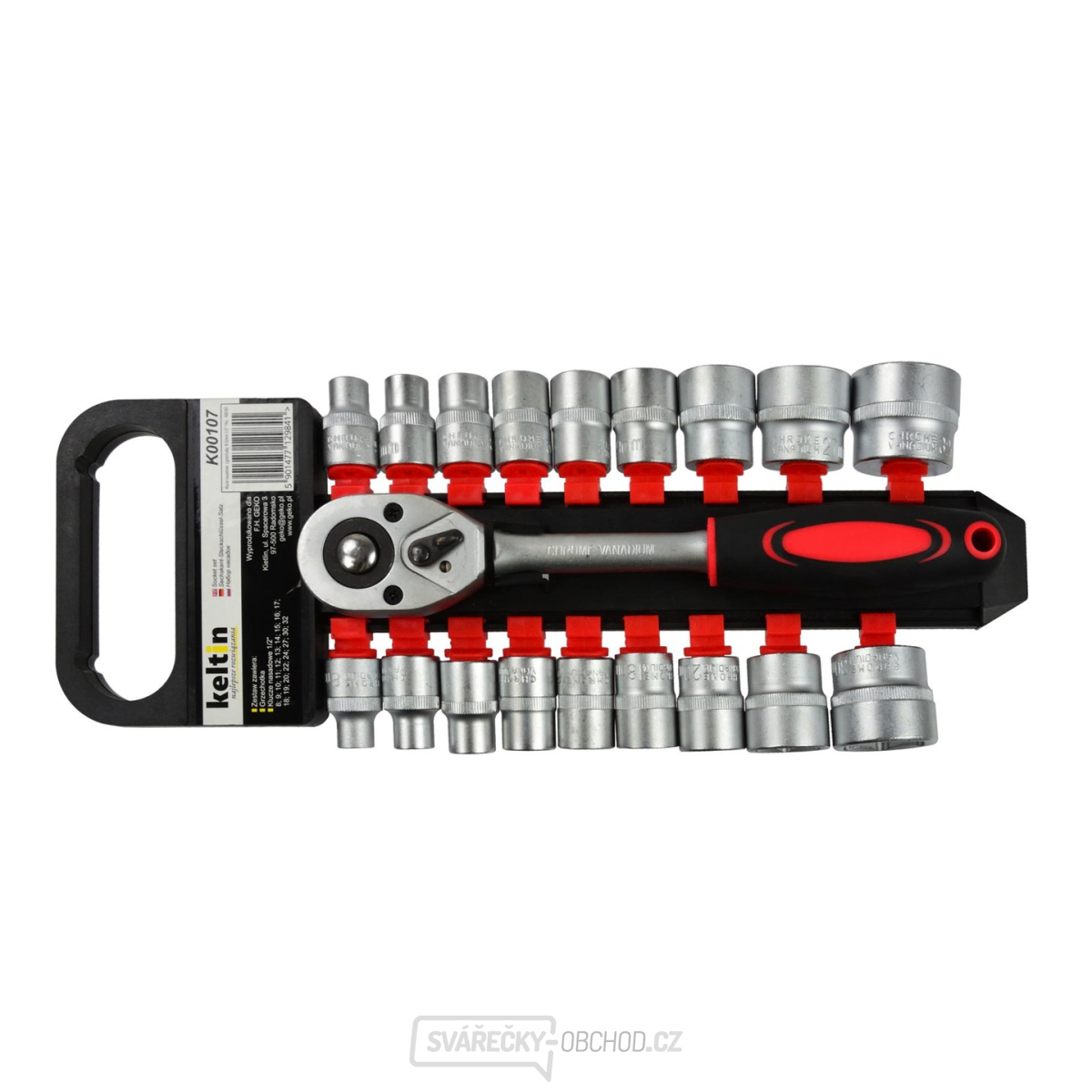 Nástrčné hlavice 1/2" Nástavce, klíče 8-32mm 19ks Geko K00107