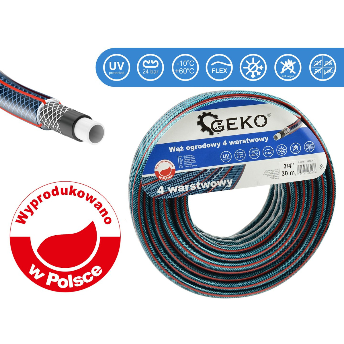 Zahradní hadice 4vrstvá 3/4" 30m GEKO NOVINKA G73787