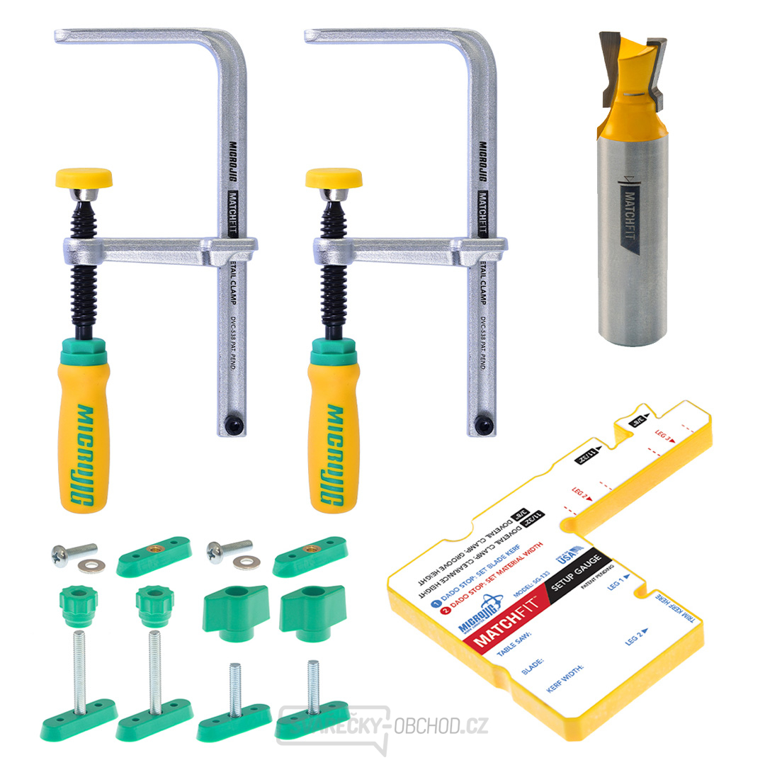 Sada rybinových svěrek MICROJIG MATCHFIT PRO s frézou a příslušenstvím