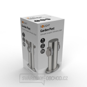 Solight zahradní sloupek IP44, nerez ocel, 2 zásuvky, válec, stříbrný náhled