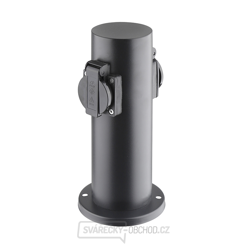 Solight zahradní sloupek IP44, nerez ocel, 2 zásuvky, válec, černý