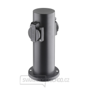 Solight zahradní sloupek IP44, nerez ocel, 2 zásuvky, válec, černý gallery main image