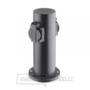 Solight zahradní sloupek IP44, nerez ocel, 2 zásuvky, válec, černý gallery main image