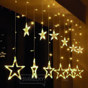 Solight LED venkovní vánoční závěs, hvězdy, šíře 3m, 123LED, IP44, 3xAA, teplá bílá gallery main image