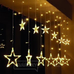 Solight LED venkovní vánoční závěs, hvězdy, šíře 3m, 123LED, IP44, 3xAA, teplá bílá gallery main image