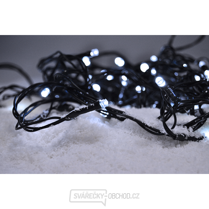 Solight LED venkovní vánoční řetěz, 400 LED, 20m, přívod 5m, 8 funkcí, IP44, studená bílá