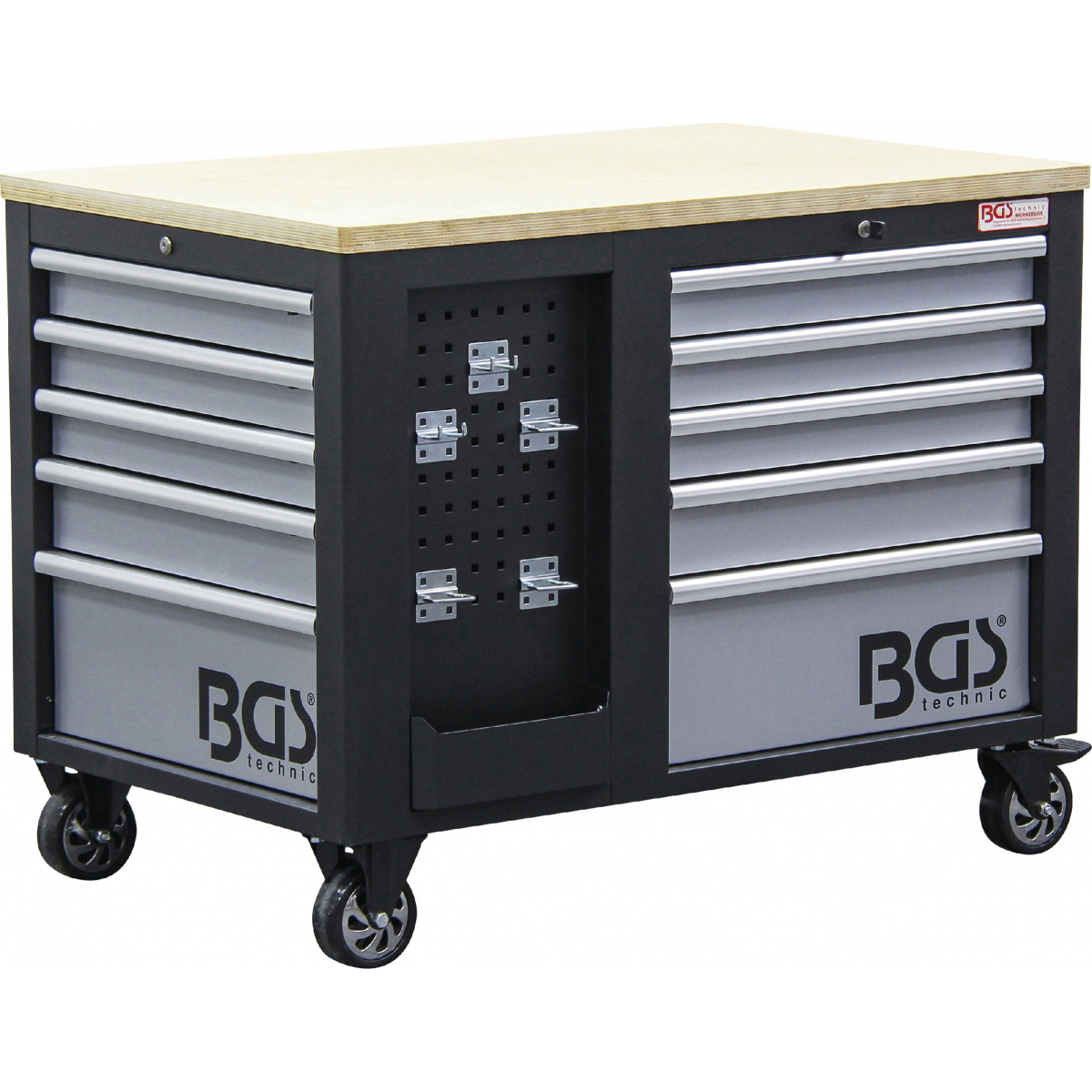 BGS 4199, Dílenský vozík | 2 x 5 zásuvek | 1 skříňka | prázdný