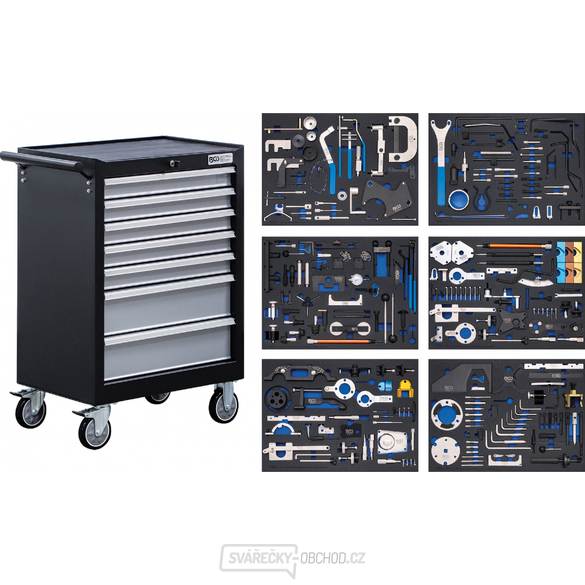 BGS 6076, Dílenský vozík | 7 zásuvek | soupravy nářadí k nastavení motoru