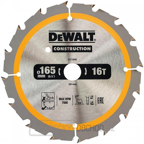 Pilový kotouč 165x20mm, 16 zubů pro aku pily DeWALT DT1948