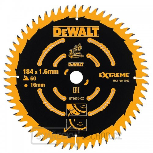 Pilový kotouč 184x16mm 60z ABT +7° DeWALT DT1670 Pilový kotouč 184x16mm 60z ABT +7° DeWALT DT1670 gallery main image