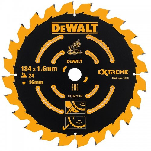 Levně Pilový kotouč 184x16mm 24z ABT +7° DeWALT DT1669 DT1669