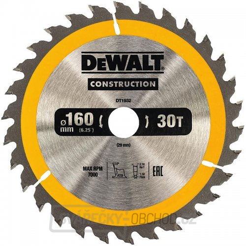Pilový kotouč 160x20mm, 30 zubů pro aku pily DeWALT DT1932 Pilový kotouč 160x20mm, 30 zubů pro aku pily DeWALT DT1932 gallery main image