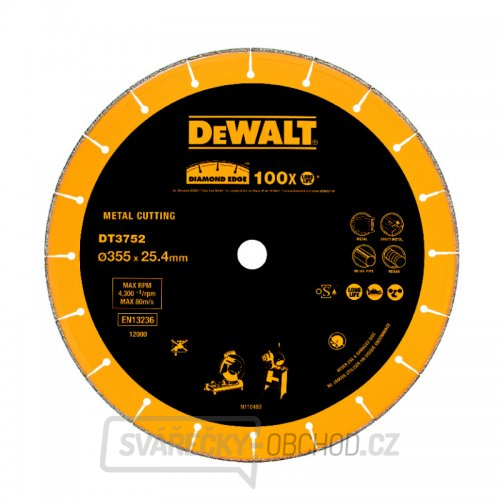 Dia kotouč do rozbrušovačky D28710/D28715 na kov, beton a profily 355x25,4mm DeWALT DT3752 Dia kotouč do rozbrušovačky D28710/D28715 na kov, beton a profily 355x25,4mm DeWALT DT3752 gallery main image