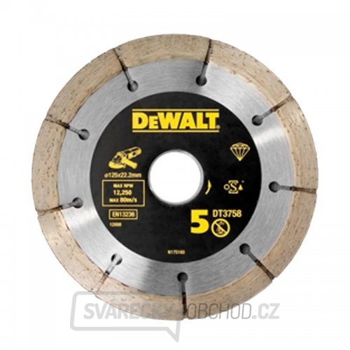 Dia kotouč do drážkovací frézy 125mm výška segmentu 6,3mm dvojitý DeWALT DT3758 Dia kotouč do drážkovací frézy 125mm výška segmentu 6,3mm dvojitý DeWALT DT3758 gallery main image
