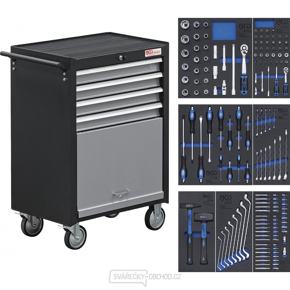BGS 4086, Dílenský vozík "učňovský" | 4 zásuvek | se 151 nástroji