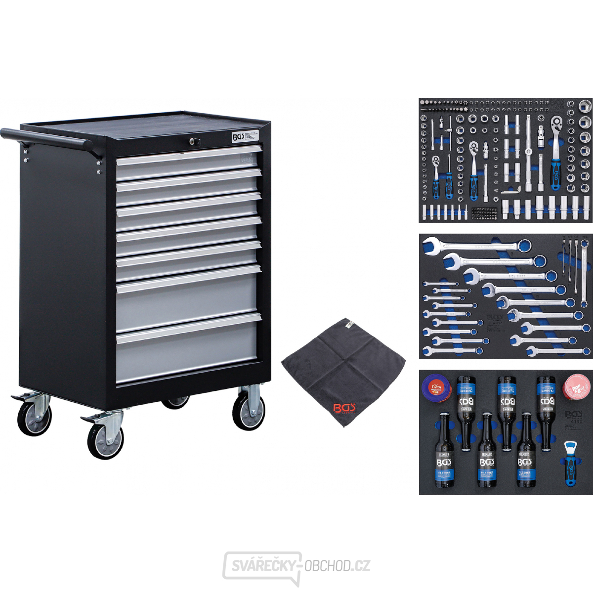 BGS 6074, Dílenský vozík | 7 zásuvek | s 215 nástroji