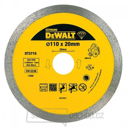 Dia kotouč pro řezačku obkladů DWC410 na řezání žuly 110x20mm DeWALT DT3715