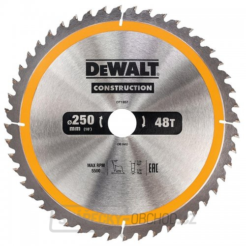 Pilový kotouč 250x30mm 48z ATB 10° DeWALT DT1957 Pilový kotouč 250x30mm 48z ATB 10° DeWALT DT1957 gallery main image