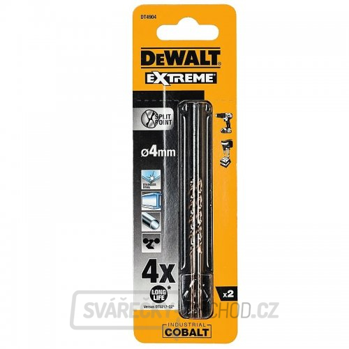 Vrták do kovu HSS-E COBALT 4,0x75mm (2ks) DeWALT DT4904
