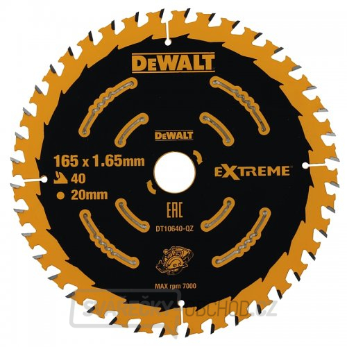 Pilový kotouč 165x20mm, 40 zubů EXTREME pro aku pily DeWALT DT10640