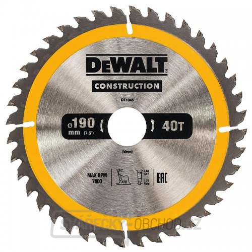 Pilový kotouč 190x30mm 40z ATB 10° DeWALT DT1945