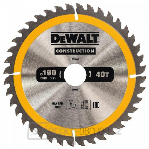 Pilový kotouč 190x30mm 40z ATB 10° DeWALT DT1945 Pilový kotouč 190x30mm 40z ATB 10° DeWALT DT1945 gallery main image