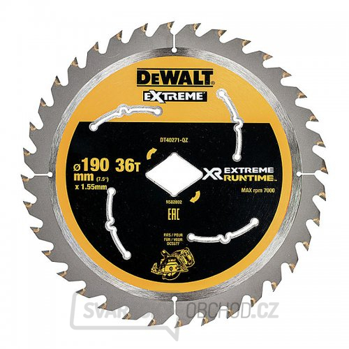 Pilový kotouč 190mm, 36 zubů pro aku pily DeWALT DT40271 Pilový kotouč 190mm, 36 zubů pro aku pily DeWALT DT40271 gallery main image