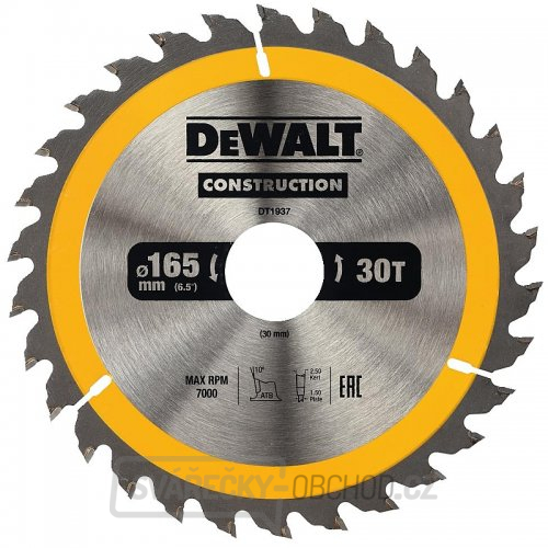 Pilový kotouč 165x30mm, 30 zubů DeWALT DT1937