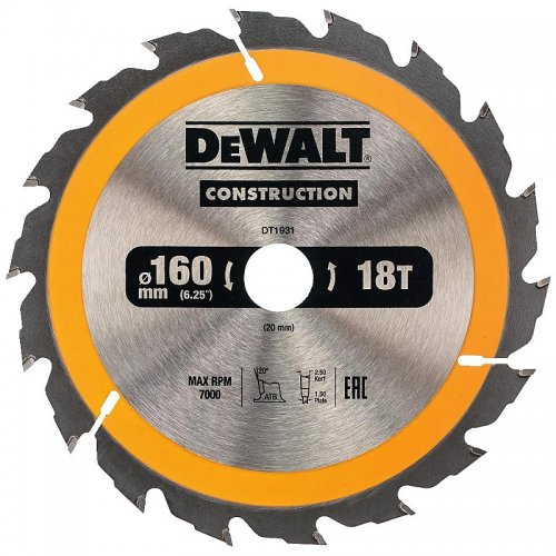 Levně Pilový kotouč 160x20mm, 18 zubů pro aku pily DeWALT DT1931 DT1931