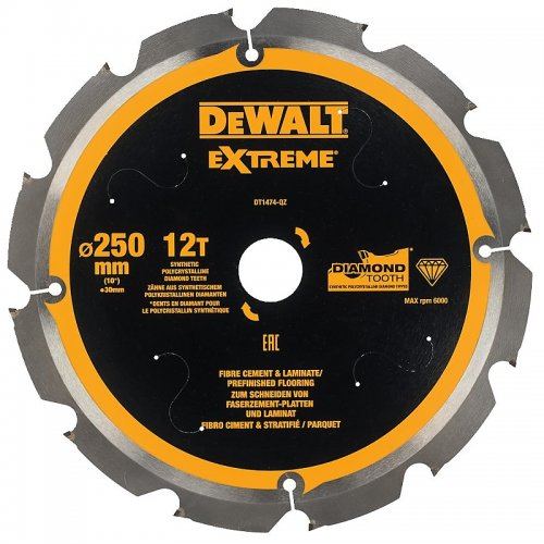 Levně Pilový kotouč pro cementovláknité desky a laminát 250x30mm 12z DeWALT DT1474 DT1474