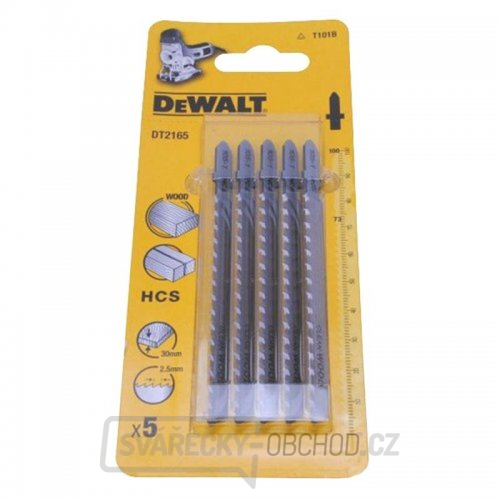 Pilový plátek na dřevo a plasty do 30mm přímý řez pro přímočaré pily 100mm 5ks DeWALT DT2165 Pilový plátek na dřevo a plasty do 30mm přímý řez pro přímočaré pily 100mm 5ks DeWALT DT2165 gallery main image