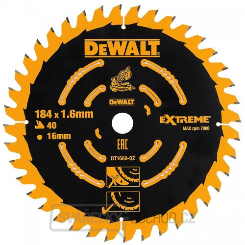 Pilový kotouč 184x16mm 40z ABT +7° DeWALT DT1668