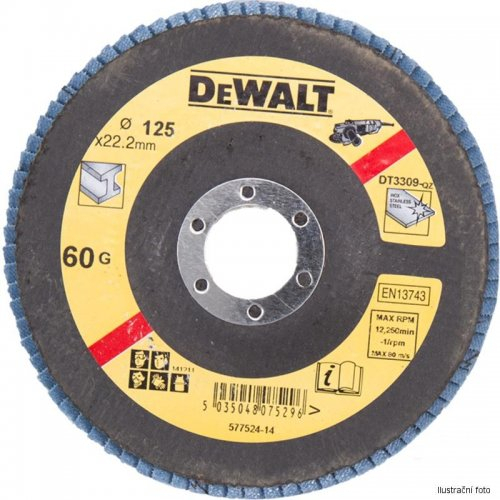 Brusný lamelový kotouč na kov plochý 115x22,2mm x 80G flat Typ 27 DeWALT DT3294