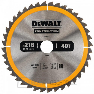Pilový kotouč 216x30mm 40z ATB 5° DeWALT DT1953 Pilový kotouč 216x30mm 40z ATB 5° DeWALT DT1953 gallery main image