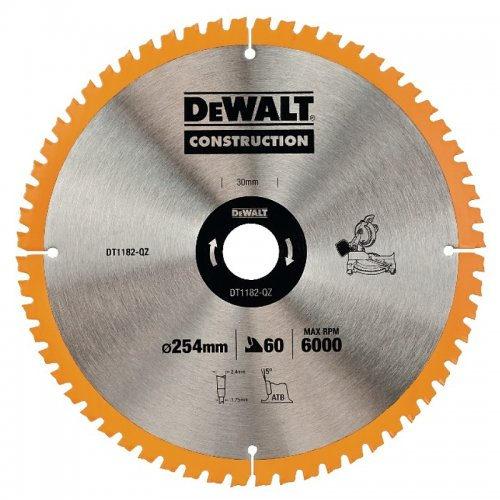 Levně Pilový kotouč 254x30mm 60z ATB 7° DeWALT DT1182 DT1182