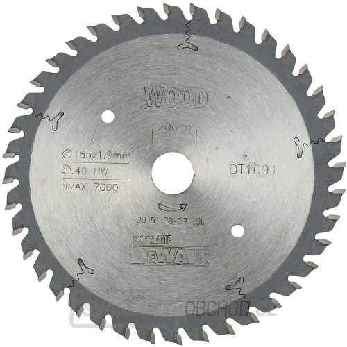 Pilový kotouč 165x20mm, 40 zubů pro aku pily DeWALT DT1091