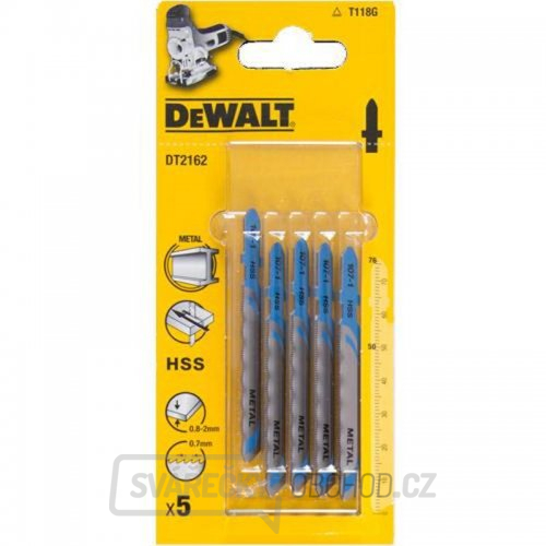 Pilový plátek na tenký kov 0,8-2mm přímý řez pro přímočaré pily 76mm 5ks DeWALT DT2162 Pilový plátek na tenký kov 0,8-2mm přímý řez pro přímočaré pily 76mm 5ks DeWALT DT2162 gallery main image
