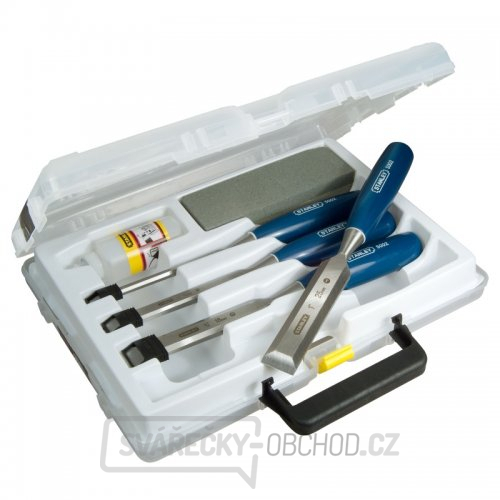 4-dílná sada dlát 5002 6, 12, 18 a 25mm s brouskem a olejem Stanley 0-16-130 4-dílná sada dlát 5002 6, 12, 18 a 25mm s brouskem a olejem Stanley 0-16-130 gallery main image