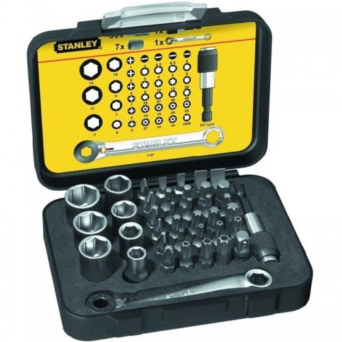 1/4 39-ti dílná sada bitů a hlavic s ráčnovým klíčem Stanley 1-13-907 1-13-907