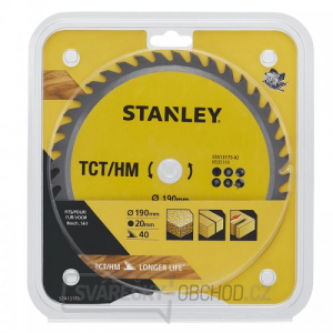 Pilový kotouč TCT/HM pro příčné řezy 190 x 20 mm, 40 zubů Stanley STA13175