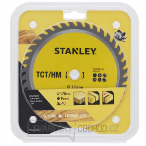 Pilový kotouč TCT/HM pro příčné řezy 170 x 16 mm, 40 zubů Stanley STA13125