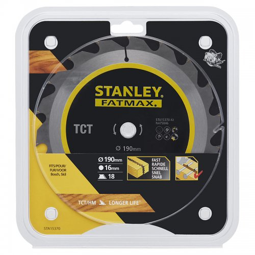 Levně Pilový kotouč TCT/HM brousitelný pro podélné řezy 190 x 16 mm, 18 zubů Stanley STA15370 STA15370
