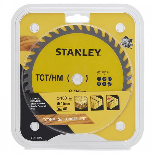 Levně Pilový kotouč TCT/HM pro příčné řezy 160 x 16 mm, 40 zubů Stanley STA13105 STA13105