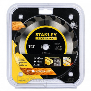 Pilový kotouč TCT/HM brousitelný pro podélné řezy 160 x 16 mm, 18 zubů Stanley STA15315