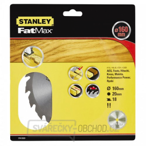 Pilový kotouč TCT/HM brousitelný pro podélné řezy 160 x 20 mm, 18 zubů Stanley STA15320 Pilový kotouč TCT/HM brousitelný pro podélné řezy 160 x 20 mm, 18 zubů Stanley STA15320 gallery main image