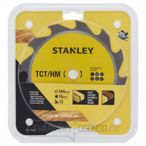 Pilový kotouč TCT/HM pro podélné řezy 184 x 16 mm, 12 zubů Stanley STA13020