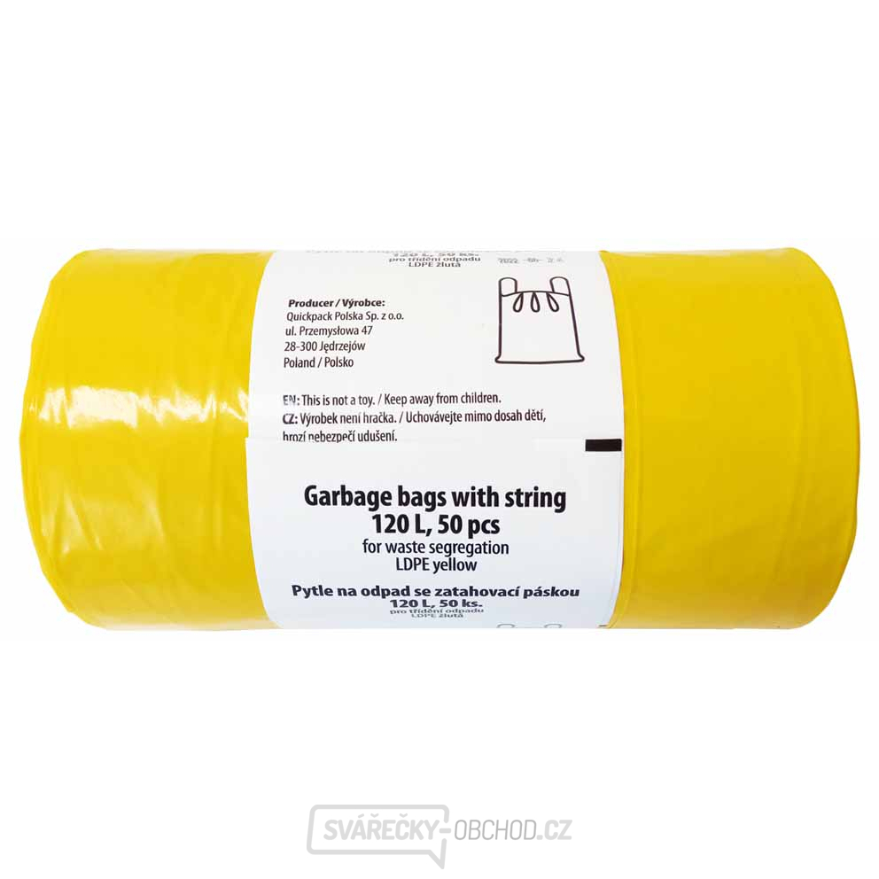 Pytle odpadkové LDPE zatahovací 120L/50 ks 55x100cm - žluté