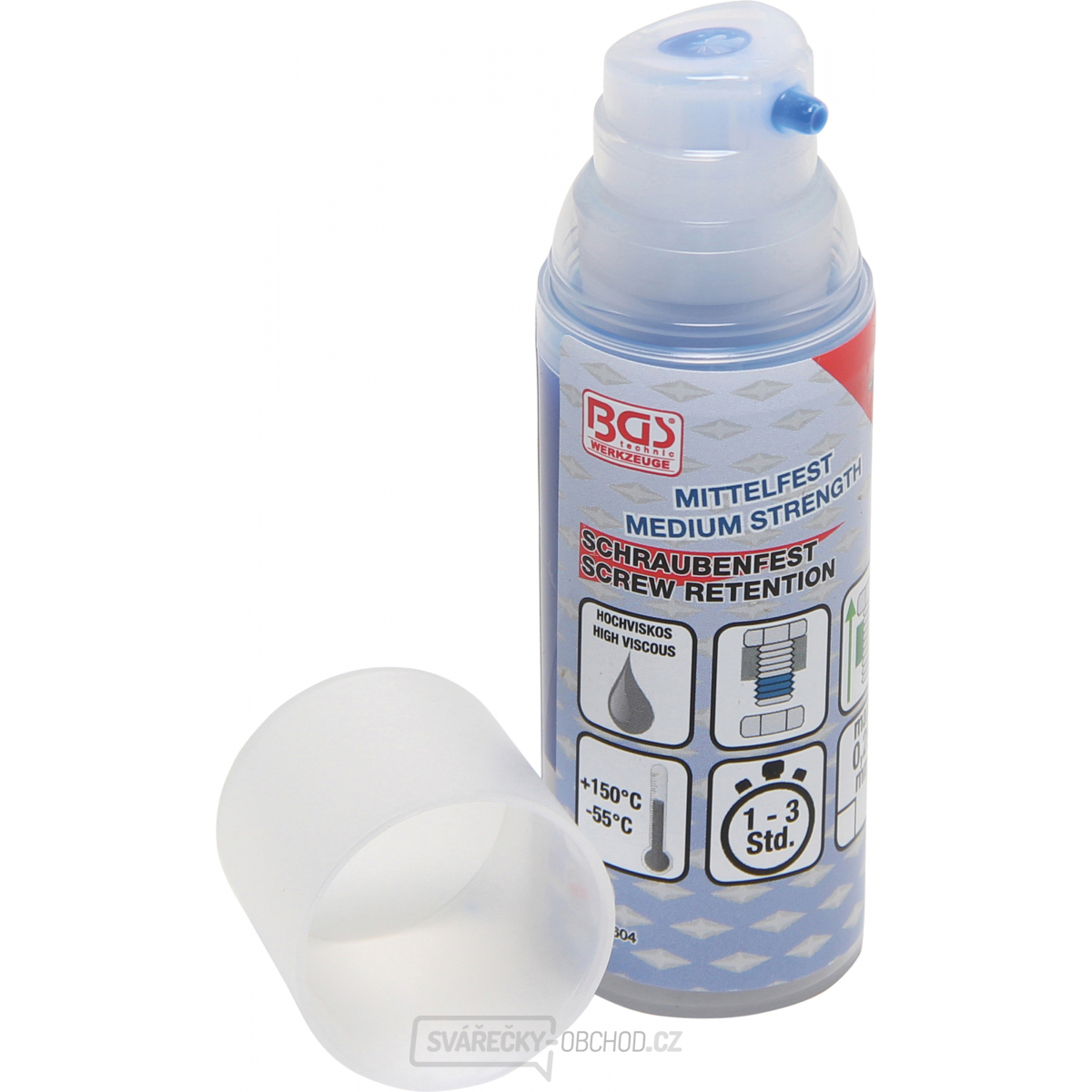 Přípravek pro zajištění šroubů | středně pevný | vysoce viskózní | dávkovač s pumpičkou 50 g BGS 80604