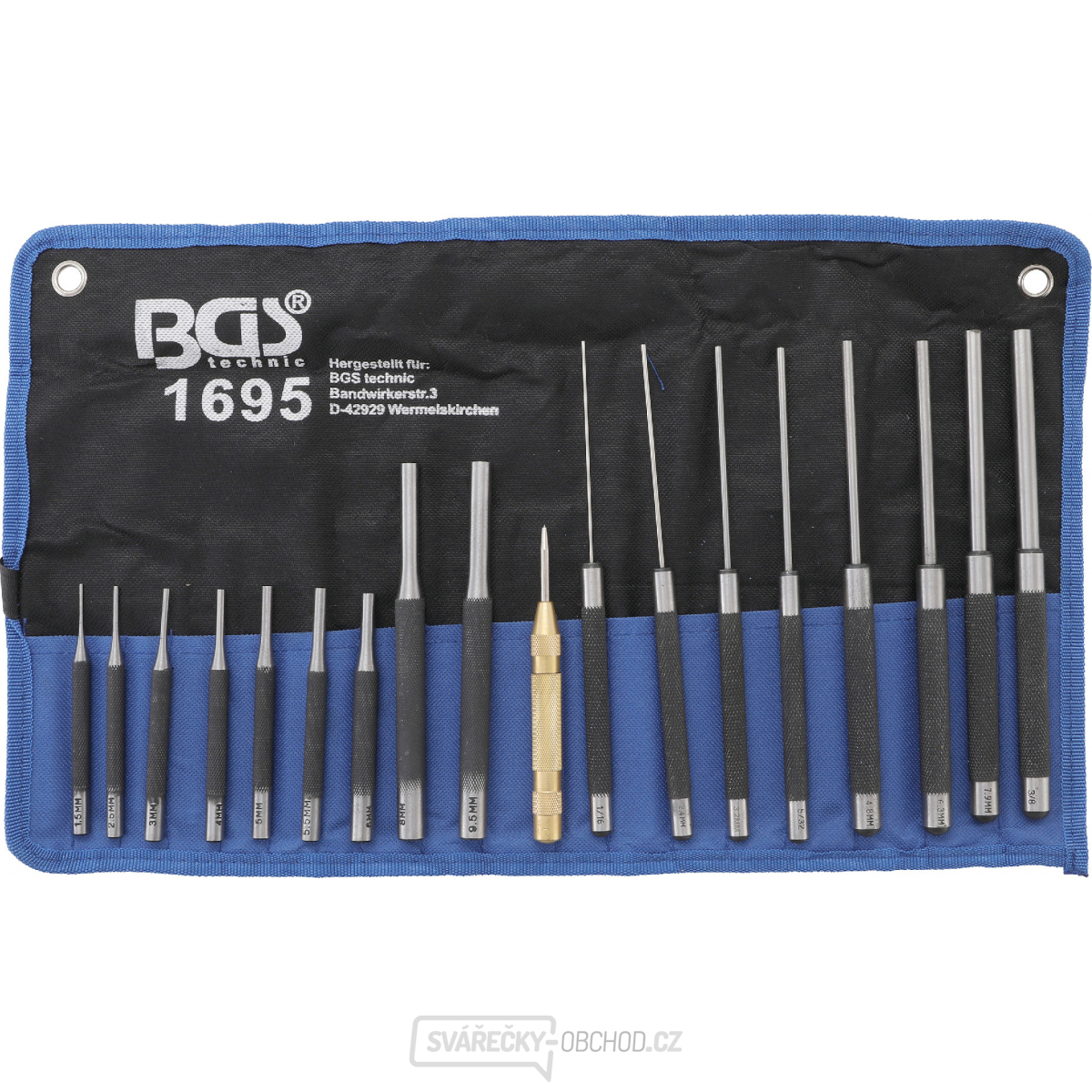 Sada vyrážečů závlaček | 100 - 150 - 200 mm | 1,5 - 9,5 mm | včetně důlčíku | 18dílná BGS 1695