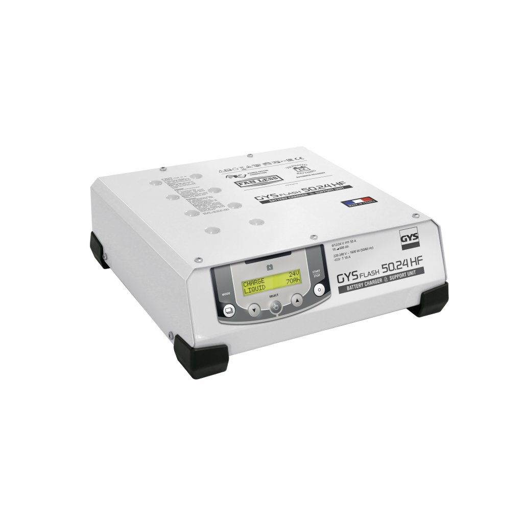 Multifunkční nabíječka autobaterií GYS GYSFLASH 50.24 HF (5m kabely) 029620